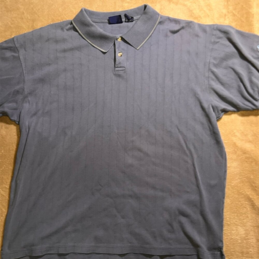 American Khakis by Van Heusen Men LG Gray 'Ruger' Embroidered Golf Polo‎ Top